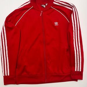 AdidasOriginals  Red Track Jacket with White Stripes